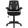 Mid-Back Designer Black Mesh Swivel Task Office Chair with Open Arms - Flash Furniture