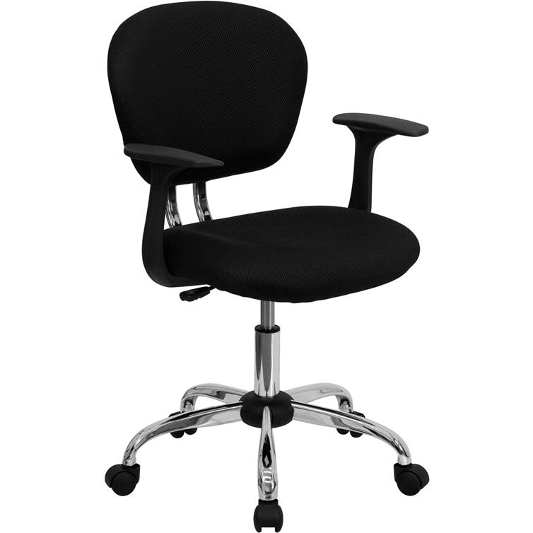 Mid-Back Black Mesh Padded Swivel Task Office Chair with Chrome Base and Arms - Flash Furniture