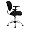 Mid-Back Black Mesh Padded Swivel Task Office Chair with Chrome Base and Arms - Flash Furniture