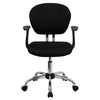 Mid-Back Black Mesh Padded Swivel Task Office Chair with Chrome Base and Arms - Flash Furniture