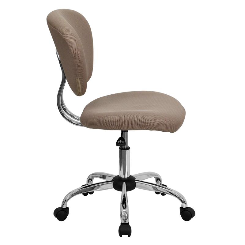Mid-Back Coffee Brown Mesh Padded Swivel Task Office Chair with Chrome Base - Flash Furniture