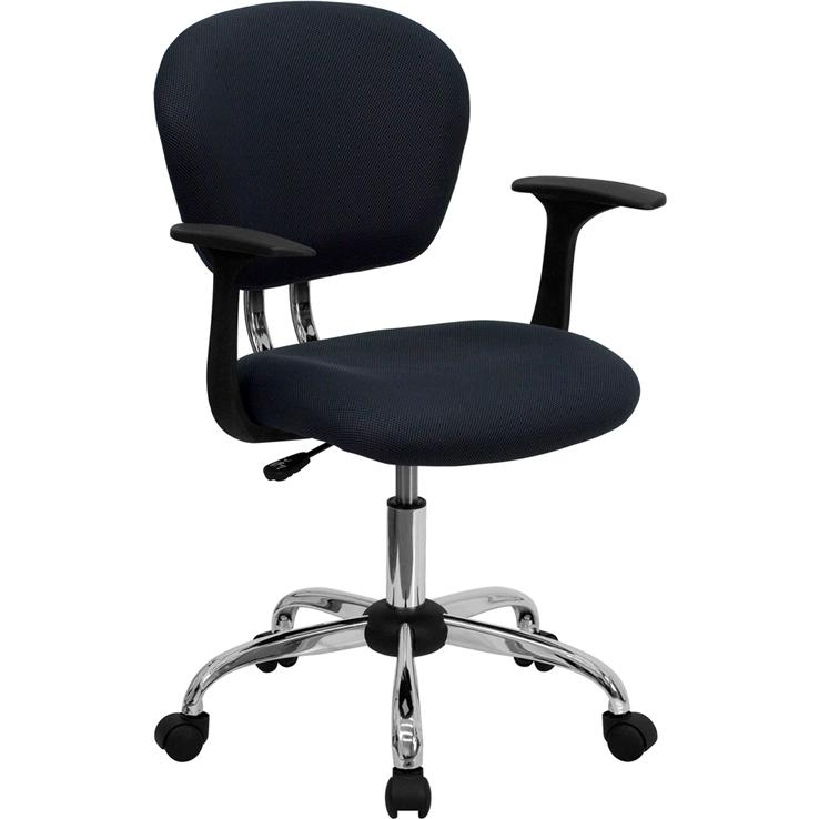 Mid-Back Gray Mesh Padded Swivel Task Office Chair with Chrome Base and Arms - Flash Furniture