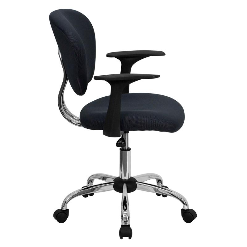 Mid-Back Gray Mesh Padded Swivel Task Office Chair with Chrome Base and Arms - Flash Furniture