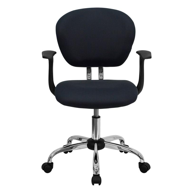 Mid-Back Gray Mesh Padded Swivel Task Office Chair with Chrome Base and Arms - Flash Furniture