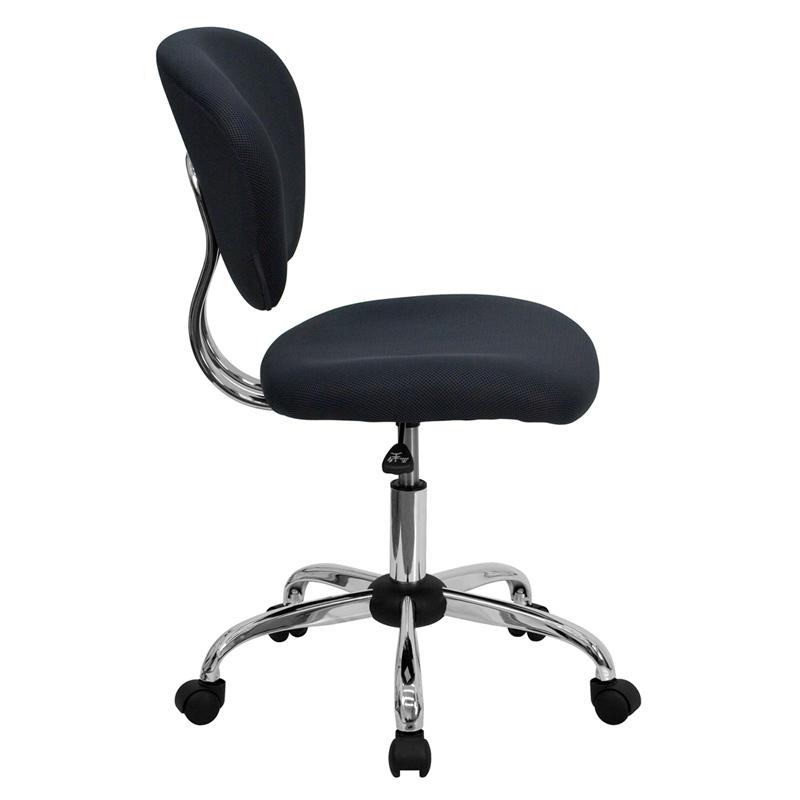 Mid-Back Gray Mesh Padded Swivel Task Office Chair with Chrome Base - Flash Furniture