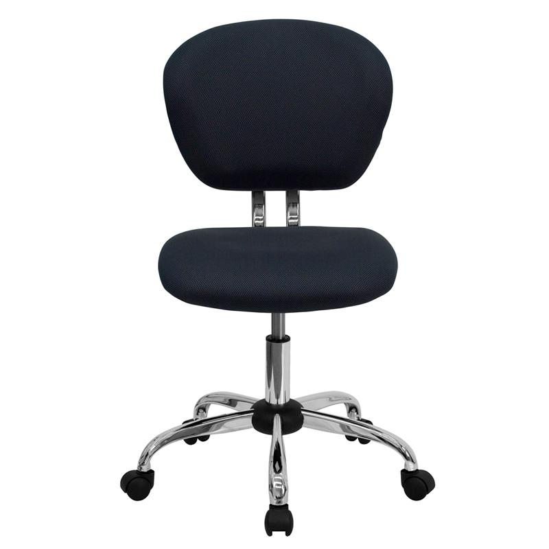 Mid-Back Gray Mesh Padded Swivel Task Office Chair with Chrome Base - Flash Furniture