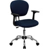 Mid-Back Navy Mesh Padded Swivel Task Office Chair with Chrome Base and Arms - Flash Furniture