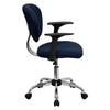 Mid-Back Navy Mesh Padded Swivel Task Office Chair with Chrome Base and Arms - Flash Furniture