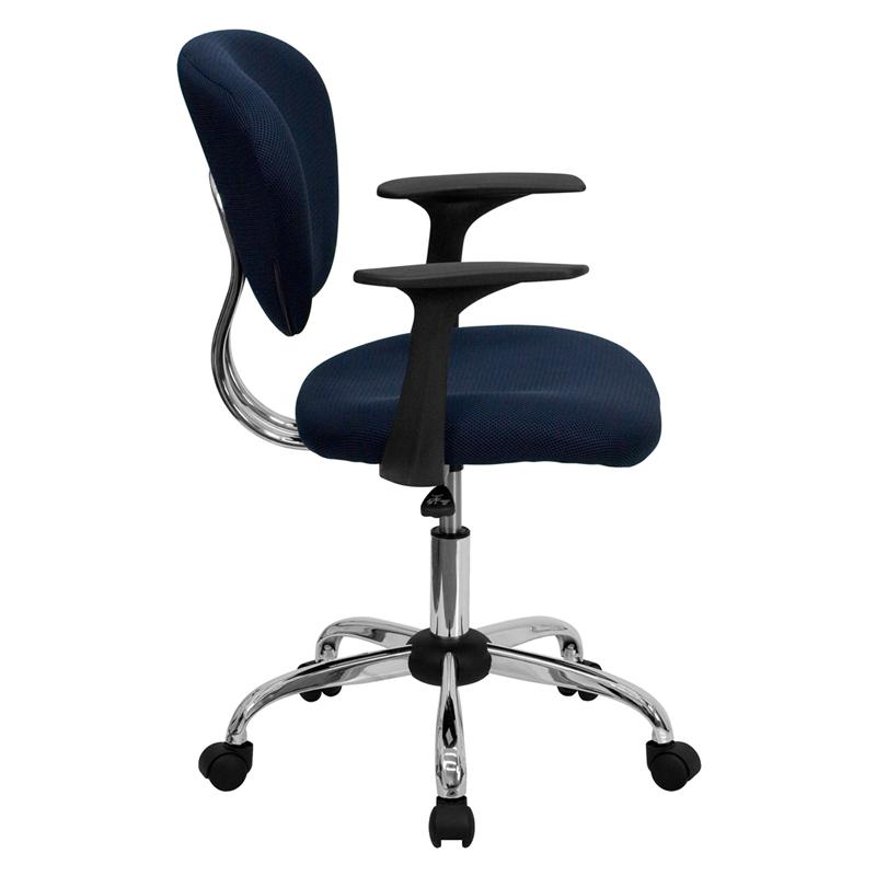 Mid-Back Navy Mesh Padded Swivel Task Office Chair with Chrome Base and Arms - Flash Furniture