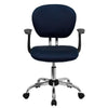 Mid-Back Navy Mesh Padded Swivel Task Office Chair with Chrome Base and Arms - Flash Furniture