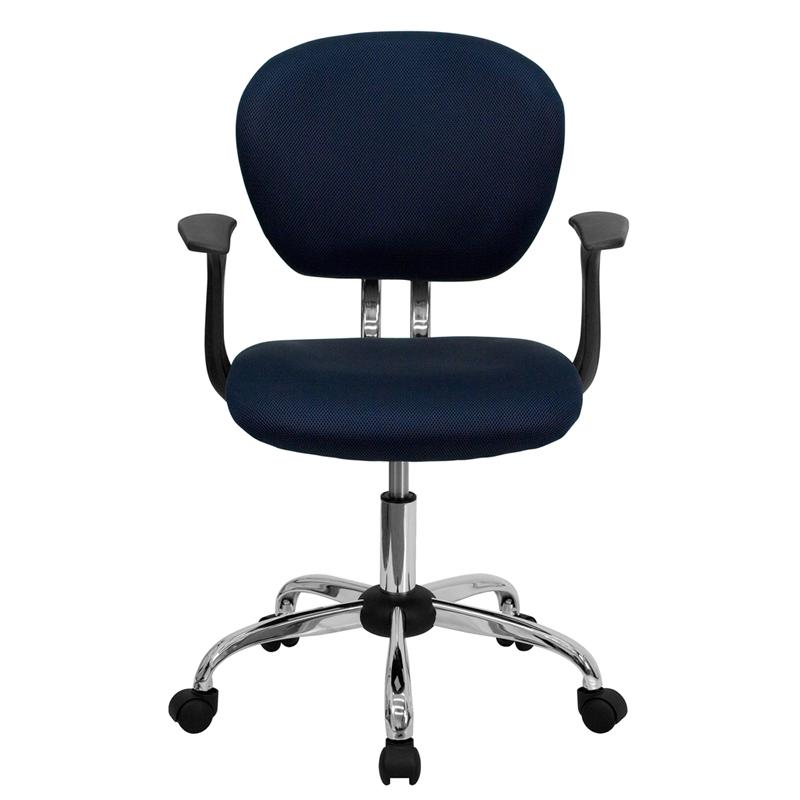 Mid-Back Navy Mesh Padded Swivel Task Office Chair with Chrome Base and Arms - Flash Furniture