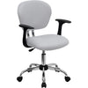 Mid-Back White Mesh Padded Swivel Task Office Chair with Chrome Base and Arms - Flash Furniture