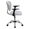 Mid-Back White Mesh Padded Swivel Task Office Chair with Chrome Base and Arms - Flash Furniture