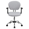Mid-Back White Mesh Padded Swivel Task Office Chair with Chrome Base and Arms - Flash Furniture