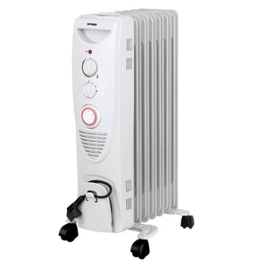 Optimus  Portable 7 Fins Oil Filled Radiator Heater with Timer