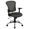 Mid-Back Dark Gray Mesh Swivel Task Office Chair with Chrome Base and Arms - Flash Furniture