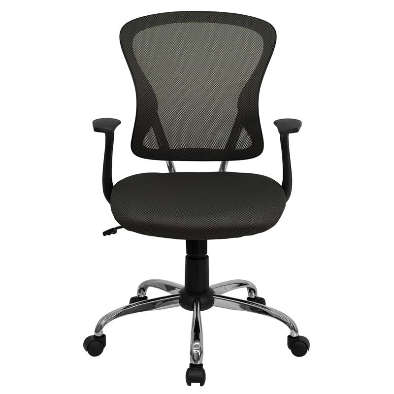 Mid-Back Dark Gray Mesh Swivel Task Office Chair with Chrome Base and Arms - Flash Furniture