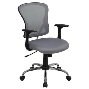 Mid-Back Gray Mesh Swivel Task Office Chair with Chrome Base and Arms - Flash Furniture