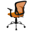 Mid-Back Orange Mesh Swivel Task Office Chair with Chrome Base and Arms - Flash Furniture
