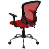 Mid-Back Red Mesh Swivel Task Office Chair with Chrome Base and Arms - Flash Furniture