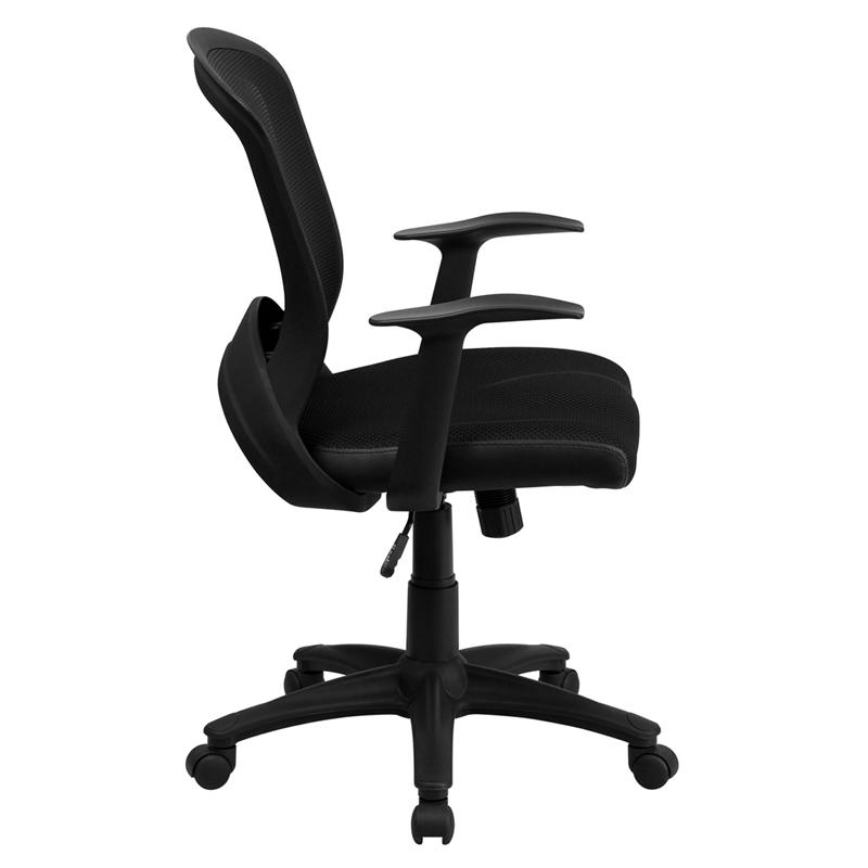 Mid-Back Designer Black Mesh Swivel Task Office Chair with Arms - Flash Furniture
