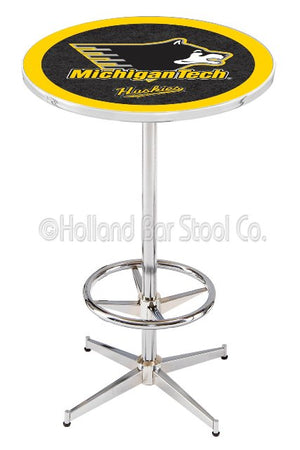 Holland Bar Stool L216 Michigan Tech University 42" Tall - 30" Top Pub Table with Chrome Finish
