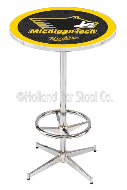 Holland Bar Stool L216 Michigan Tech University 42" Tall - 30" Top Pub Table with Chrome Finish