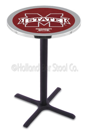 Holland Bar Stool L211 Mississippi State University 42" Tall - 30" Top Pub Table with Black Wrinkle Finish