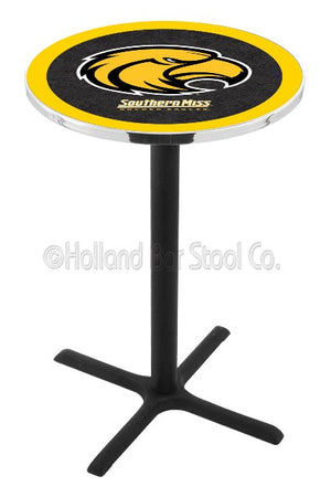 Holland Bar Stool L211 University of Southern Mississippi 42" Tall - 30" Top Pub Table with Black Wrinkle Finish