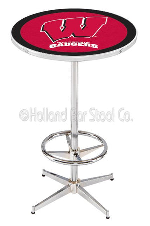Holland Bar Stool L216 University of Wisconsin (W) 42" Tall - 30" Top Pub Table with Chrome Finish