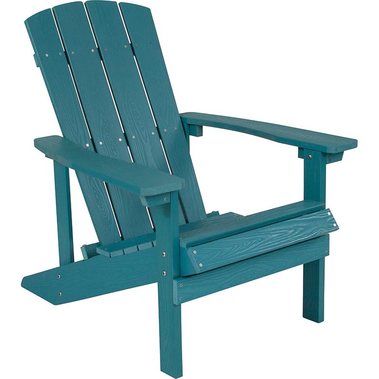 Commercial All-Weather Poly Resin Wood Adirondack Chair in Sea Foam - Flash Furniture