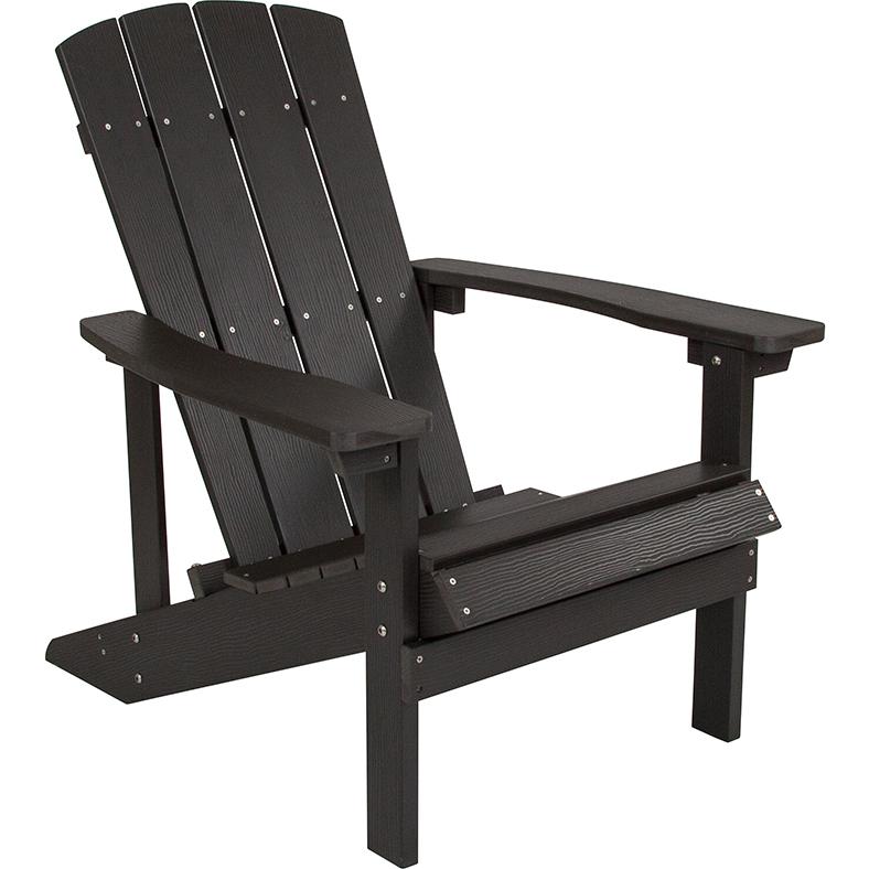All-Weather Poly Resin Wood Adirondack Chair in Slate Gray - Flash Furniture