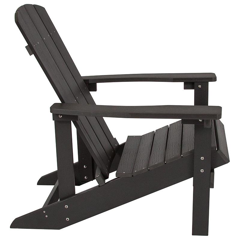 All-Weather Poly Resin Wood Adirondack Chair in Slate Gray - Flash Furniture