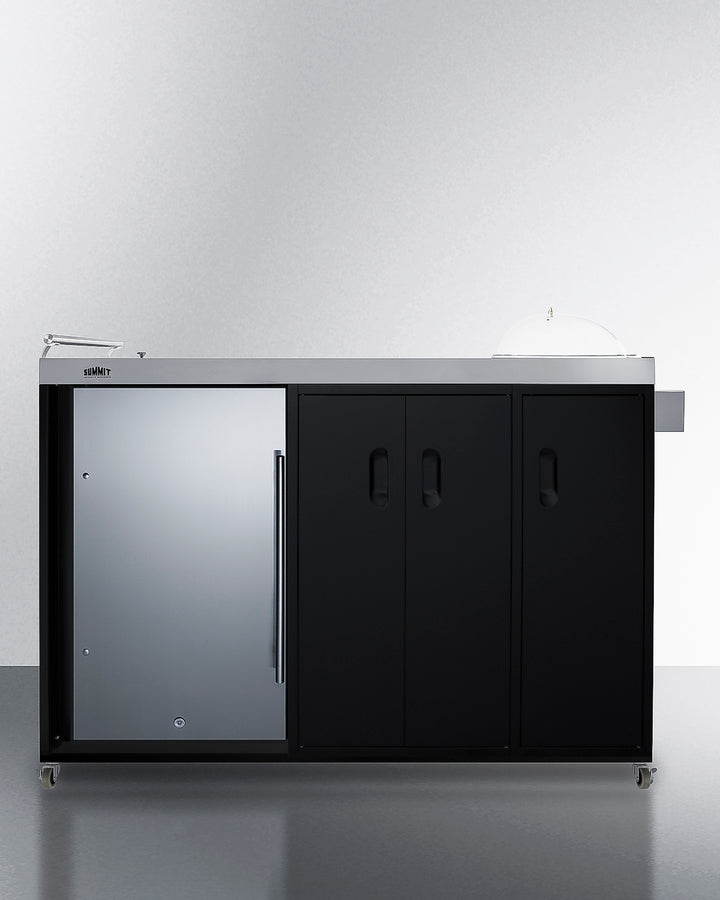 Mobile Outdoor Kitchenette With Refrigerator, Sink, Storage Cabinet, And Slide-Out Waste Bins - CARTOS54RS Summit