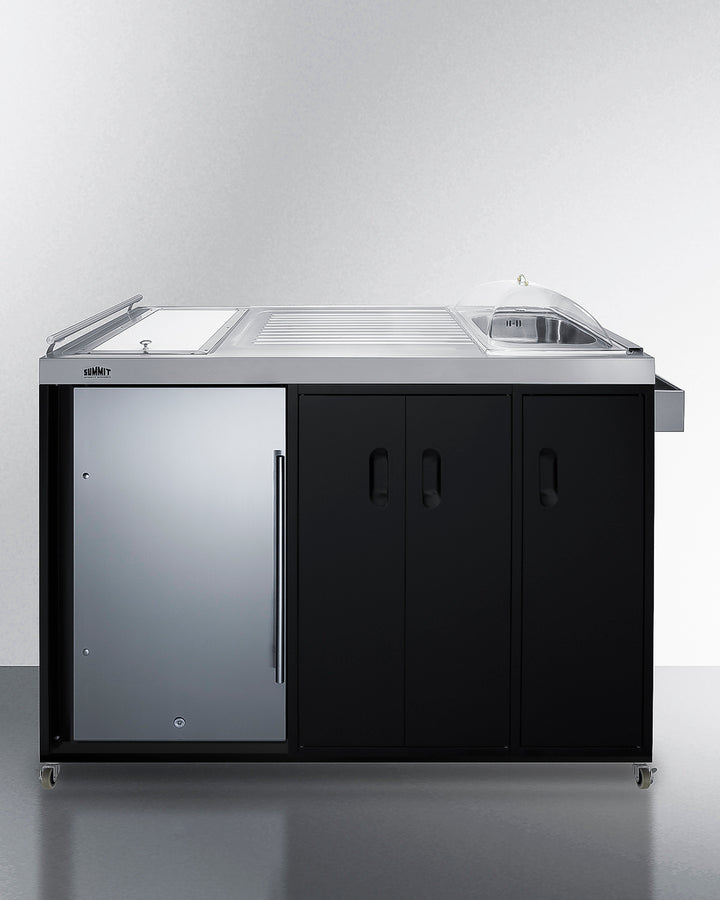 Mobile Outdoor Kitchenette With Refrigerator, Sink, Storage Cabinet, And Slide-Out Waste Bins - CARTOS54RS Summit