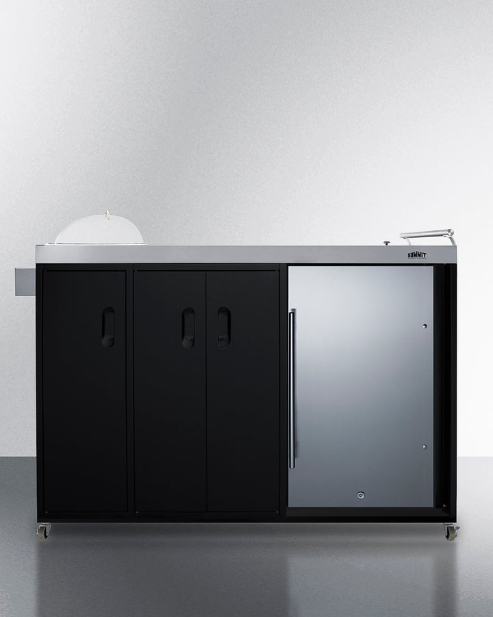 Mobile Outdoor Kitchenette With Refrigerator, Sink, Storage Cabinet, And Slide-Out Waste Bins - CARTOS54LS Summit