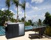 Mobile Outdoor Kitchenette With Refrigerator, Sink, Storage Cabinet, And Slide-Out Waste Bins - CARTOS54LS Summit