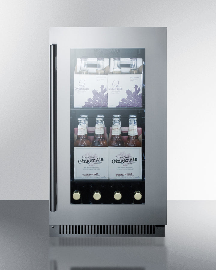 18'' Wide Built-In Beverage Center With Seamless Stainless Steel Trimmed Glass Door - CL181WBV Summit Classic