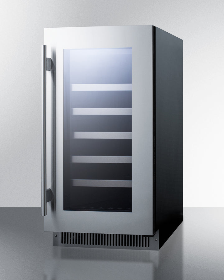 18'' Wide Built-In Wine Cellar With Seamless Stainless Steel Trimmed Glass Door - CL18WC Summit Classic