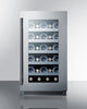 18'' Wide Built-In Wine Cellar With Seamless Stainless Steel Trimmed Glass Door And Stainless Steel Wrapped Cabinet - CL18WCCSS Summit Classic
