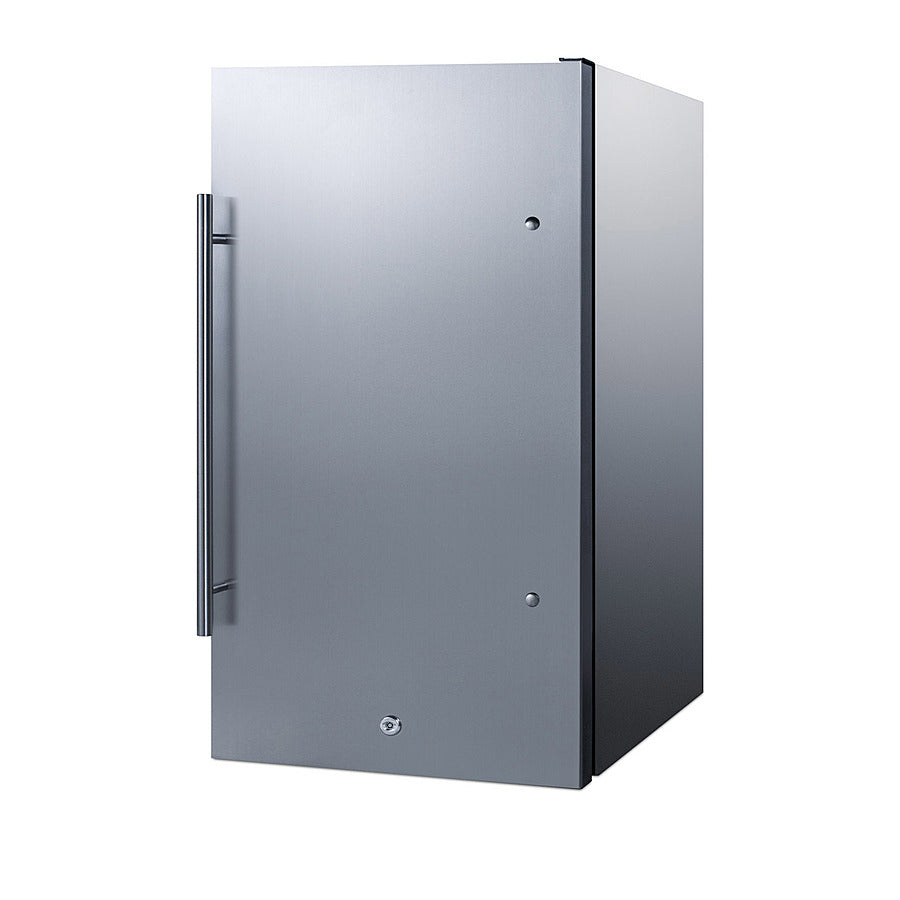 Outdoor Shallow Depth Refrigerator In A 19'' W X 17.25'' D Footprint, With Stainless Steel Exterior And Lock - SPR196OSCSS Summit