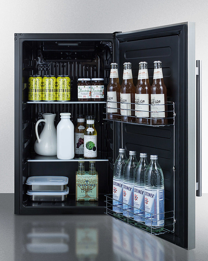 Outdoor Shallow Depth Refrigerator In A 19'' W X 17.25'' D Footprint, With Stainless Steel Exterior And Lock - SPR196OSCSS Summit