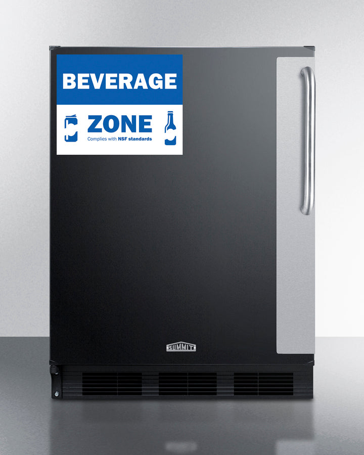 Commercial 5.5 Cu.Ft. Beverage Zone Refrigerator With Stainless Steel Handle - FF6BK7BZADALHD Summit Commercial