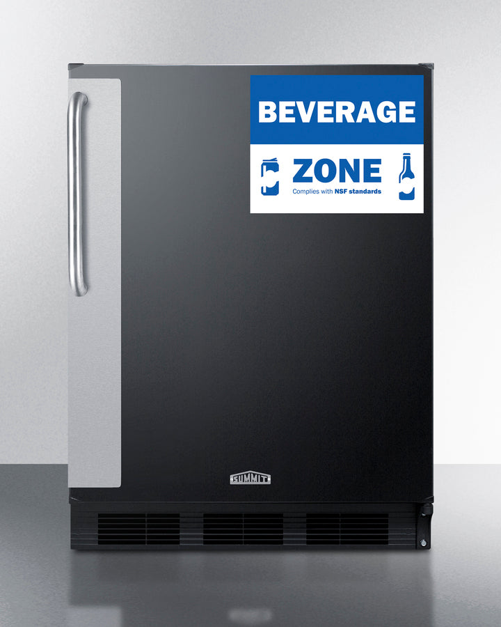 Commercial 5.5 Cu.Ft. Beverage Zone Refrigerator With Stainless Steel Handle - FF6BK7BZADA Summit Commercial