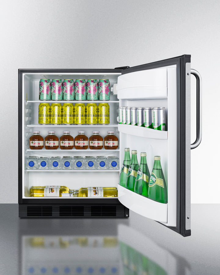 Commercial 5.5 Cu.Ft. Beverage Zone Refrigerator With Stainless Steel Handle - FF6BK7BZADA Summit Commercial