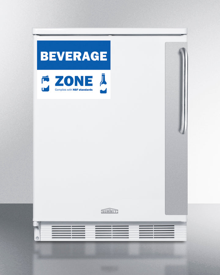 Commercial 5.5 Cu.Ft. Beverage Zone Refrigerator With Stainless Steel Handle - FF6W7BZLHD Summit Commercial