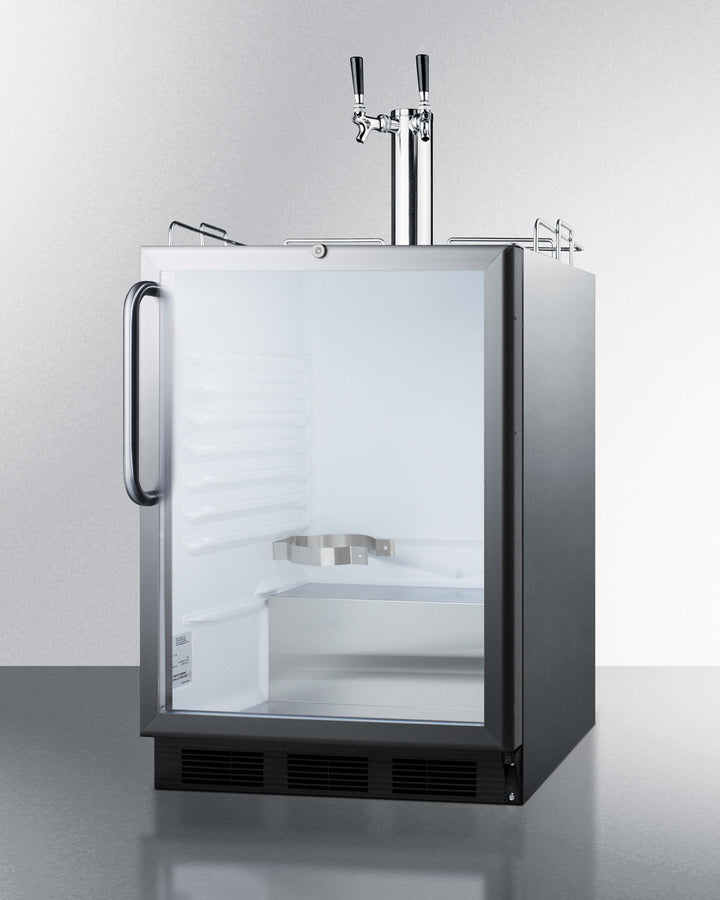 Built-In Glass Door Kegerator For Use Under ADA Compliant Counters With Dual Tap Kit For Two 1/6 Kegs - SBC56GBICSSADA Summit Commercial