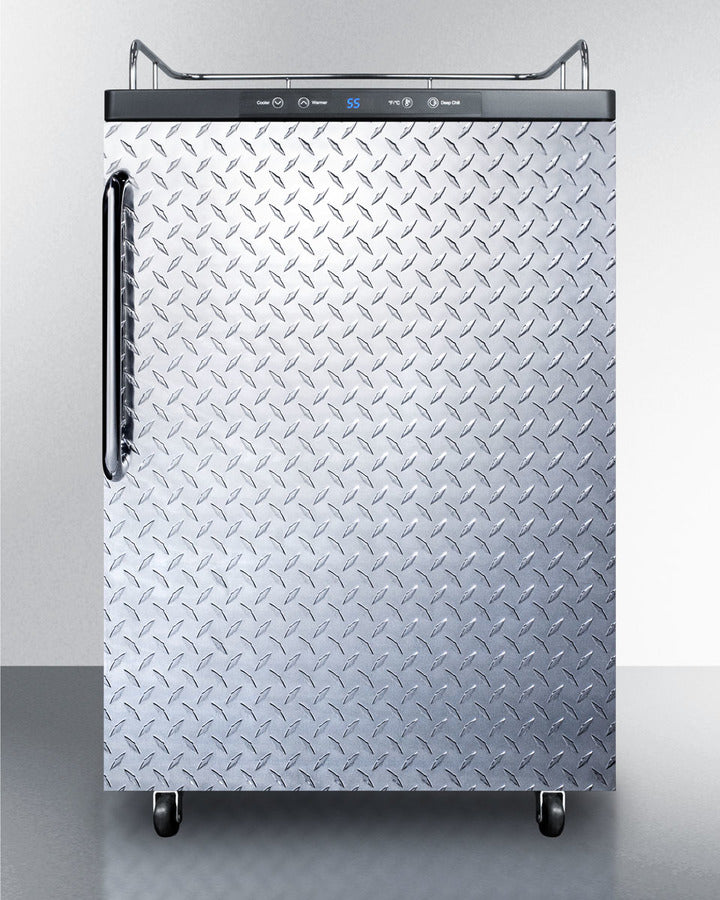 Freestanding  Beer Dispenser, Auto Defrost With Digital Thermostat, Diamond Plate Door, Tb Handle, And Black Cabinet - SBC635MNKDPL Summit
