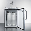 Freestanding  Outdoor Beer Dispenser, Auto Defrost With Digital Thermostat, Stainless Steel Wrapped Cabinet, Diamond Plate Door, Towel Bar Handle, And Dual Tap System - SBC635MOSDPLTWIN Summit