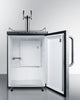 Freestanding  Dual Tap Beer Dispenser, Auto Defrost With Digital Thermostat, Diamond Plate Wrapped Door Finish, And Towel Bar Handle - SBC635MDPLTWIN Summit